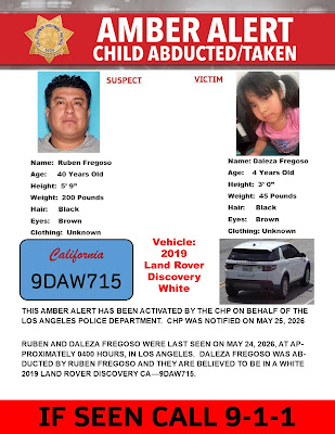 Daleza Fregoso Missing – Amber Alert Issued After 4-Year-Old Reportedly Abducted in Los Angeles