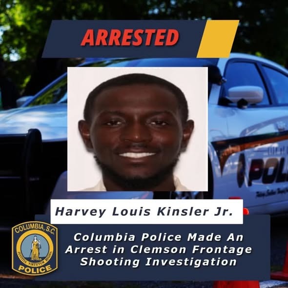 🚨 UPDATE: 28-Year-Old Harvey Lewis Kinsler Jr. Arrested After Shooting on Clemson Frontage Road in Columbia